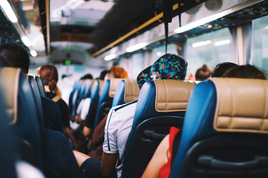 Passengers on a coach transfer